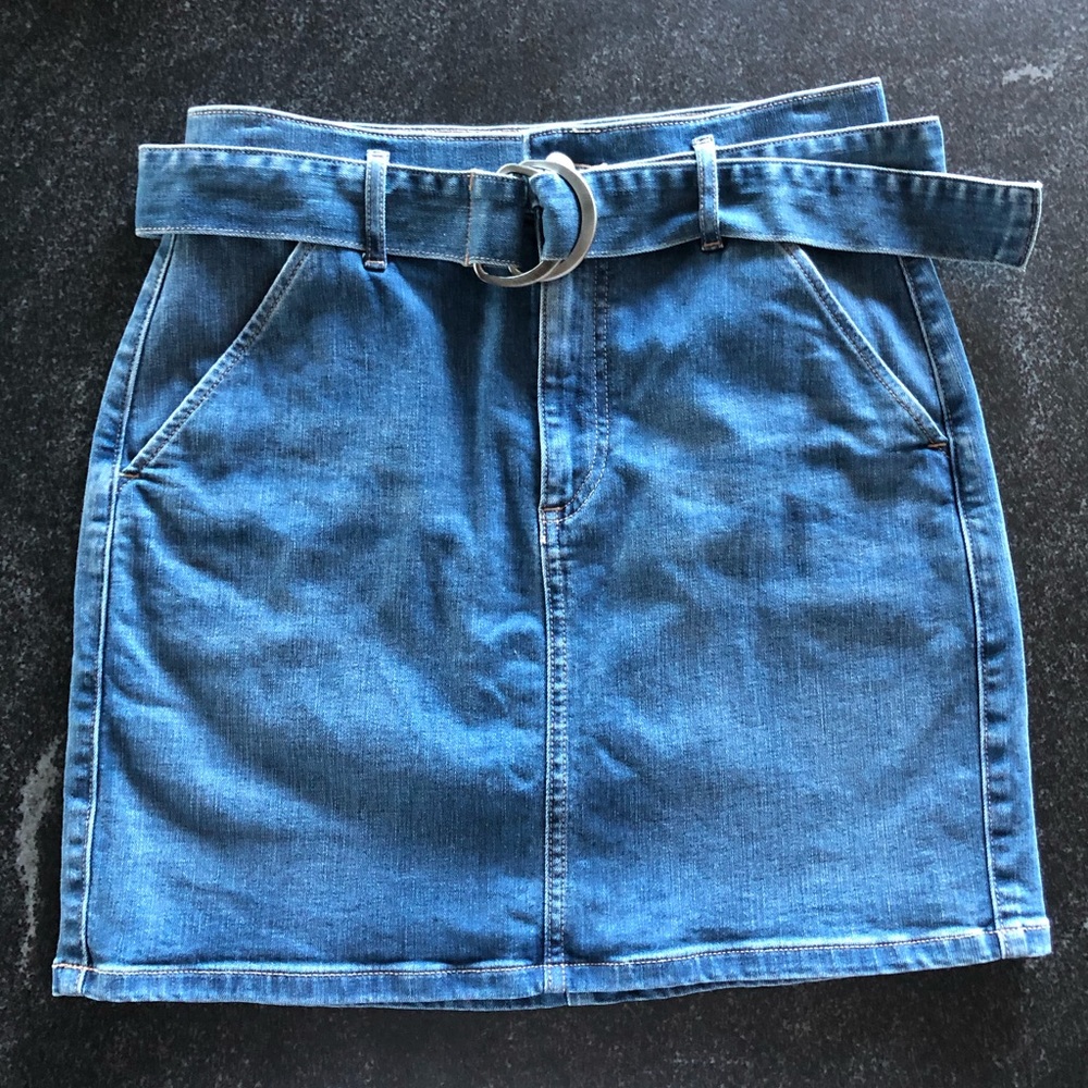High rise denim skirt